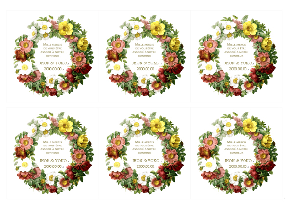 レトロなイラストが可愛い花リース ウエディングカード素材